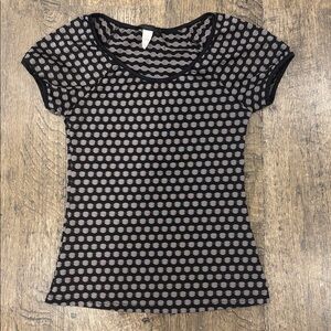 Black and Gray Polka Dot Stretchy Top (S)